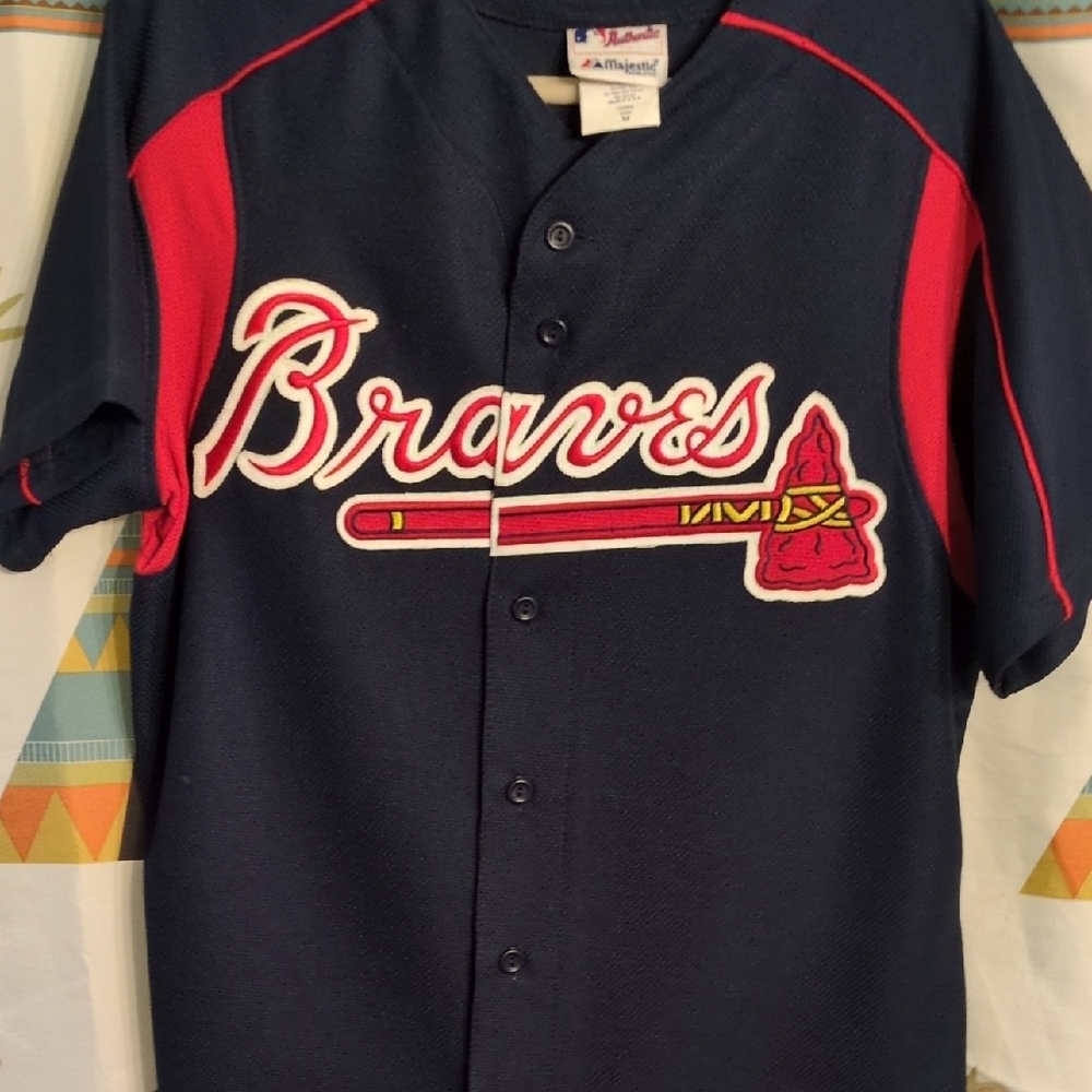 Majestic Braves Kids Jersey - Navy and Red